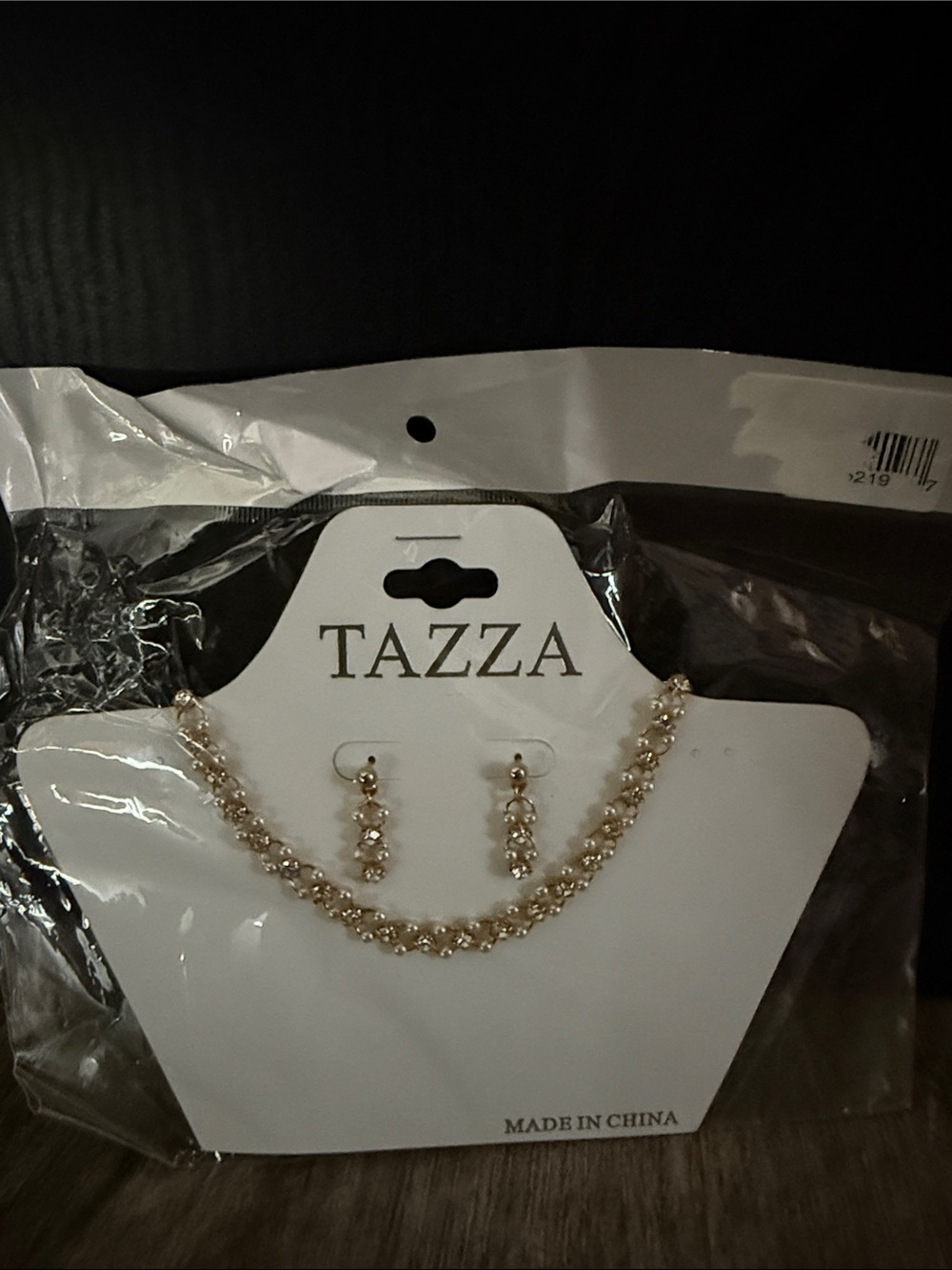 Tazza Gold Crystal Necklace and Drop Earrings - Gold